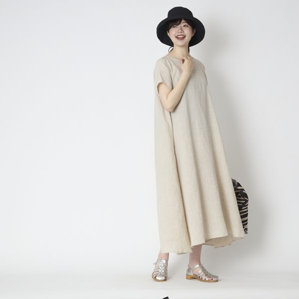 TUTIE./リネンの半袖ワンピース -ゆったりなのにすっきり見え！リネン